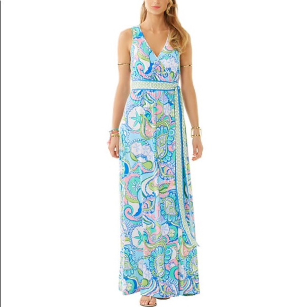 Lilly Pulitzer Bellina Maxi Wrap Dress: Multi Conch Republic